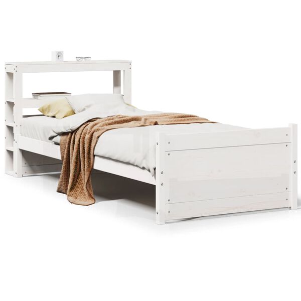 vidaXL Bed Frame with Headboard without Mattress White 75x190 cm Small Single