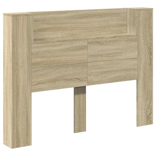 vidaXL Headboard Cabinet with LED Sonoma 140 x 16.5 x 103.5 cm
