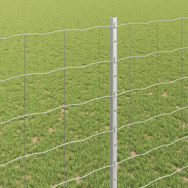 vidaXL Fence with Post Silver 1.4 x 10 m Steel