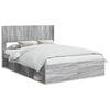 vidaXL Bed Frame with Storage and Headboard Grey Sonoma 120 x 190 cm