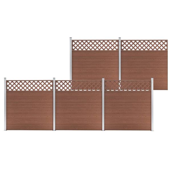 vidaXL WPC Fence Set 5 Square 872x185 Brown