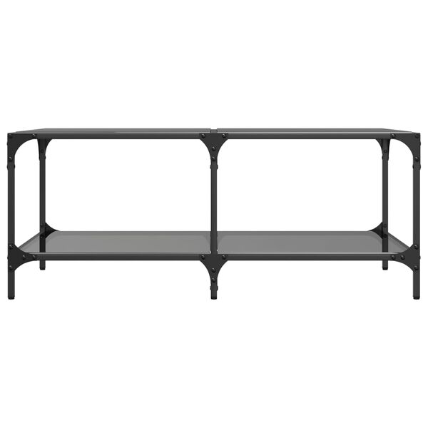 vidaXL Coffee Table with Black Glass Top 98.5x50x40 cm Steel