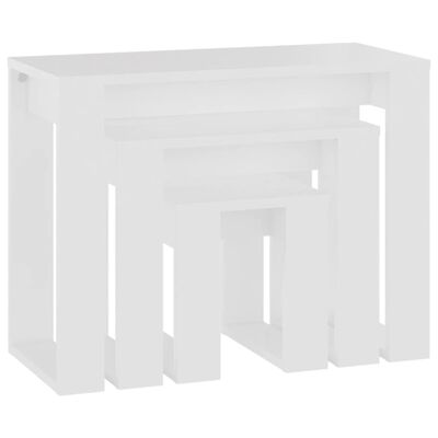 vidaXL Nesting Tables 3 pcs White Engineered Wood