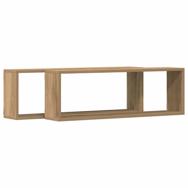 vidaXL Wall Shelf 2 pcs Artisan oak 80 x 15 x 26 cm Engineered wood