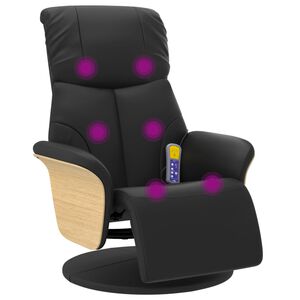 vidaXL Massage Recliner Chair with Footrest Black Faux Leather