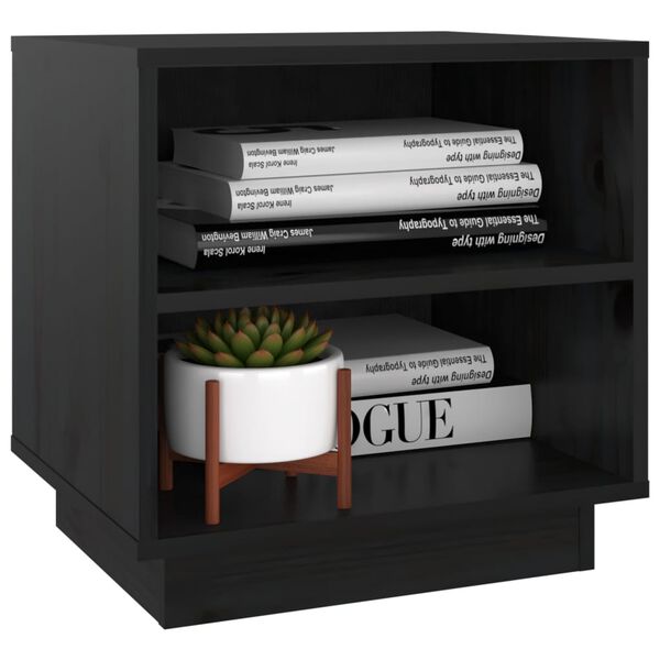 vidaXL Bedside Cabinet Black 40x34x40 cm Solid Wood Pine