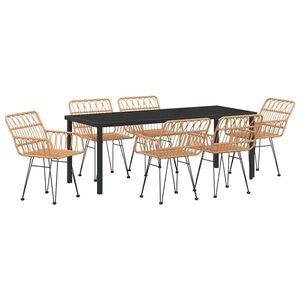 vidaXL Garden Dining Set 7 pcs Brown Powder-Coated Steel