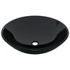 vidaXL Bathroom Sink with Tap and Push Drain Black Tempered Glass
