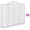 vidaXL Arched Gabion Baskets 8 pcs 200x30x160/180 cm Galvanised Iron