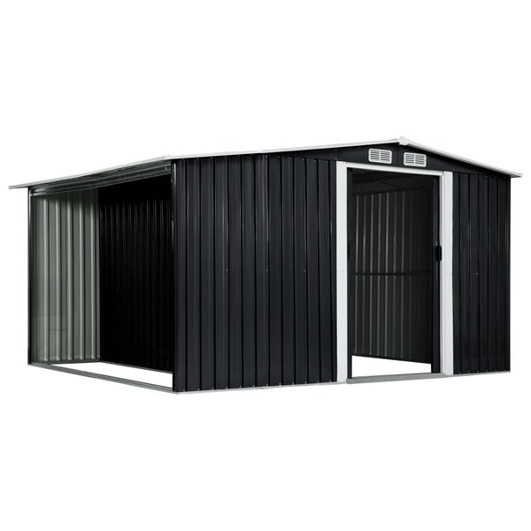vidaXL Garden Shed with Sliding Doors Anthracite 329.5x259x178 cm Steel