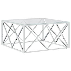 vidaXL Coffee Table 80x80x40 cm Stainless Steel and Glass