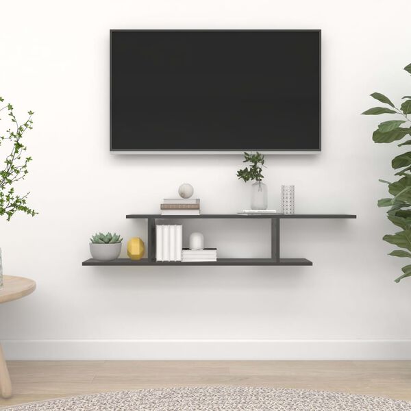 vidaXL Wall-Mounted TV Shelf Grey 125x18x23 cm Engineered Wood
