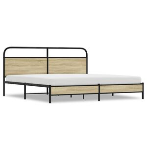 vidaXL Metal Bed Frame without Mattress Sonoma Oak 193x203 cm