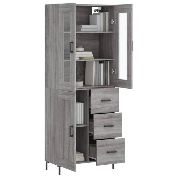 vidaXL Highboard Grey Sonoma 69.5x34x180 cm Engineered Wood