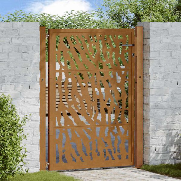 vidaXL Garden Gate 100x125 cm Weathering Steel Trace Design