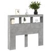 vidaXL Headboard Cabinet with LED Concrete Grey 120x17x102 cm