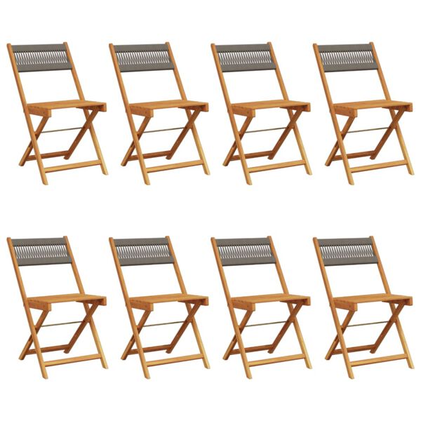 vidaXL Folding Garden Chairs 8 pcs Grey Solid Wood Acacia