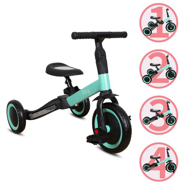 Billy 4 in 1 Balance Bike Fresa Turquoise
