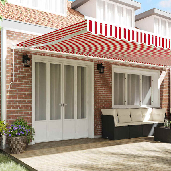vidaXL Retractable Awning Retractable Red and White 600 x 350 cm