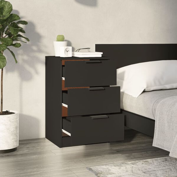 vidaXL Bedside Cabinet Black 40x36x65 cm