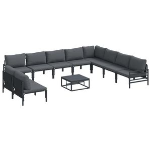 vidaXL Garden Sofa Set 11 pcs Black Steel