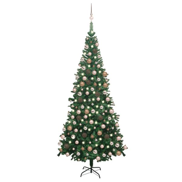 vidaXL Artificial Pre-lit Christmas Tree with Ball Set L 240 cm Green