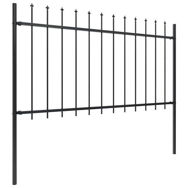 vidaXL Garden Fence with Spear Top Steel 892.5x100 cm Black