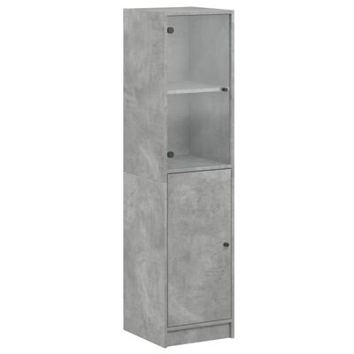 vidaXL Highboard with Glass Door Concrete Grey 35x37x142 cm