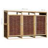 vidaXL Triple Bin Shed Pinewood and Wicker