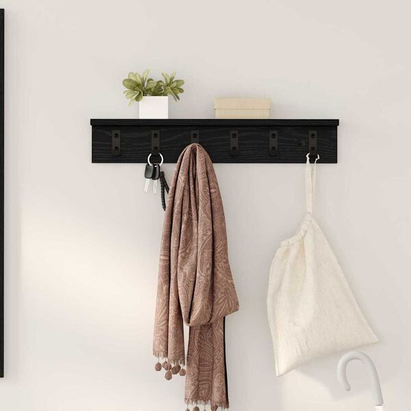 vidaXL Wall-Mounted Coat Rack Black Oak 60 x 10.5 x 10.5 cm