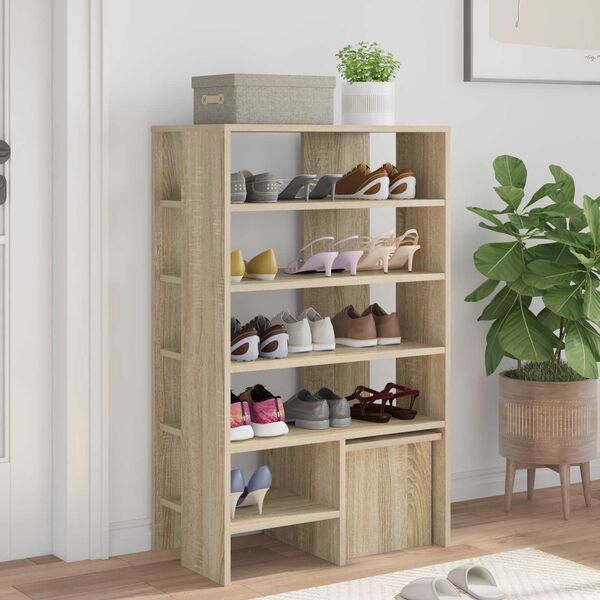 vidaXL Shoe Cabinet with Shelf 2 pcs Sonoma Oak Engineered Wood