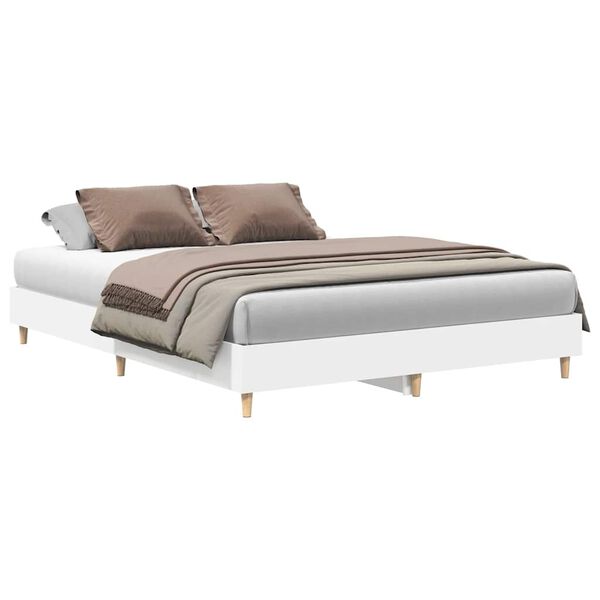 vidaXL Bed Frame No Mattress White 150x200 cm King Size Engineered Wood