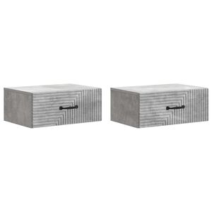 vidaXL Wall-Mounted Bedside Cabinet 2 pcs Concrete Grey