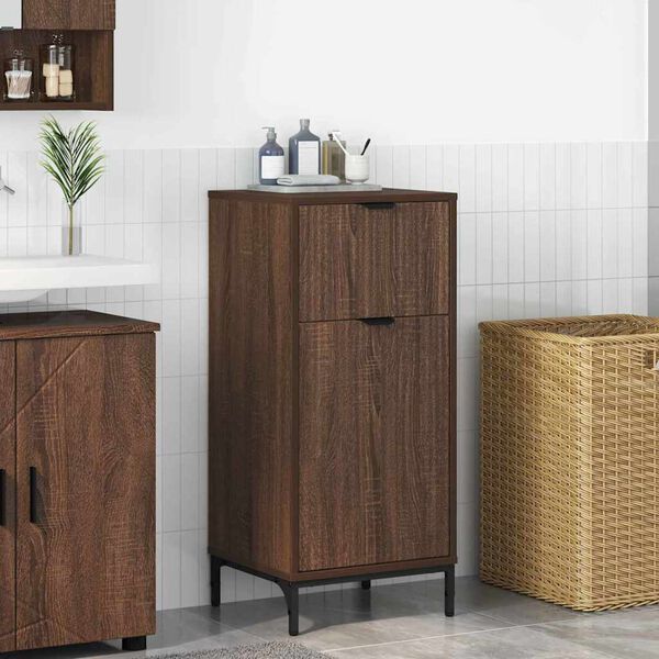 vidaXL Bathroom Cabinet with Drawer Brown Oak 39.5 x 36 x 88 cm