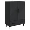 vidaXL Sideboard with Drawer Black 66 x 34.5 x 95 cm Engineered Wood