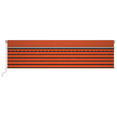 vidaXL Manual Retractable Awning with Blind&LED 6x3m Orange&Brown