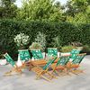 vidaXL Folding Garden Chairs 8 pcs Green Fabric and Solid Wood