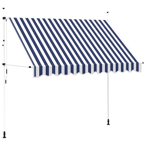 vidaXL Manual Retractable Awning 300 cm Blue and White Stripes
