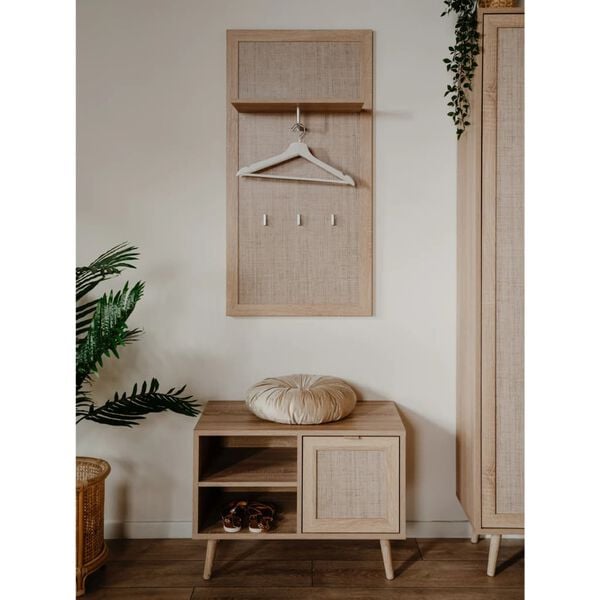 Finori Coat Rack Bali 41B Sonoma Oak and Natural Cane Print