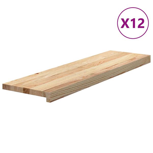 vidaXL Stair Treads 12 pcs Untreated 90x25x2 cm Solid Wood Oak