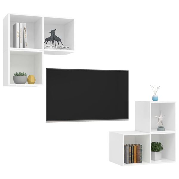 vidaXL 4 Piece TV Cabinet Set White Engineered Wood