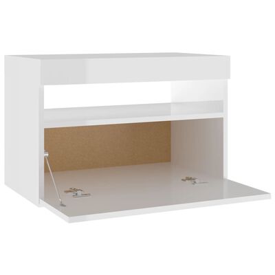vidaXL Bedside Cabinet & LED Lights 2 pcs High Gloss White 60x35x40 cm