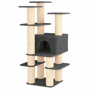 vidaXL Cat Tree with Sisal Scratching Posts Dark Grey 161 cm