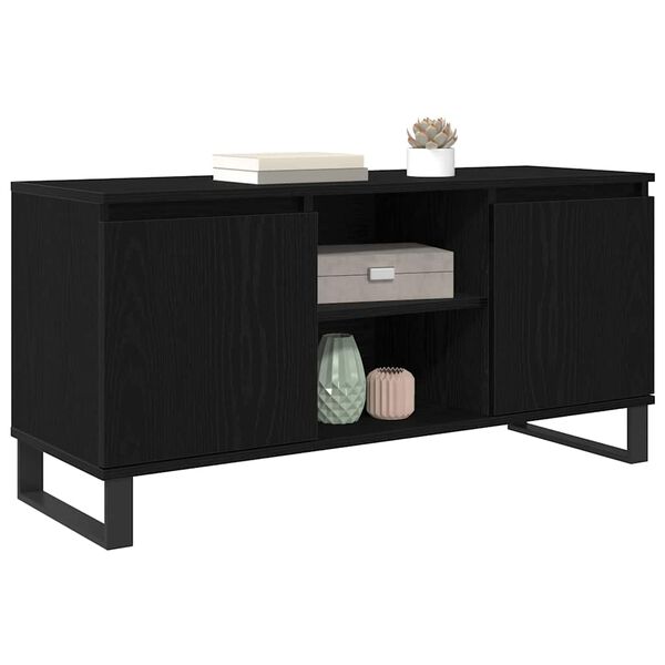 vidaXL TV Cabinet Black Oak 104 x 35 x 50 cm Engineered Wood
