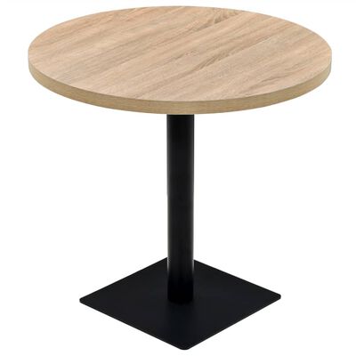 vidaXL Bistro Table MDF and Steel Round 80x75 cm Oak Colour
