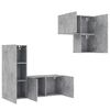 vidaXL 4 Piece TV Wall Units Concrete Grey Engineered Wood