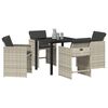 vidaXL Garden Dining Set with Cushion 5 pcs Light Grey Poly Rattan