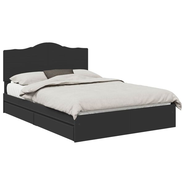 vidaXL Storage Bed with Headboard Black 140 x 190 cm Engineered Wood