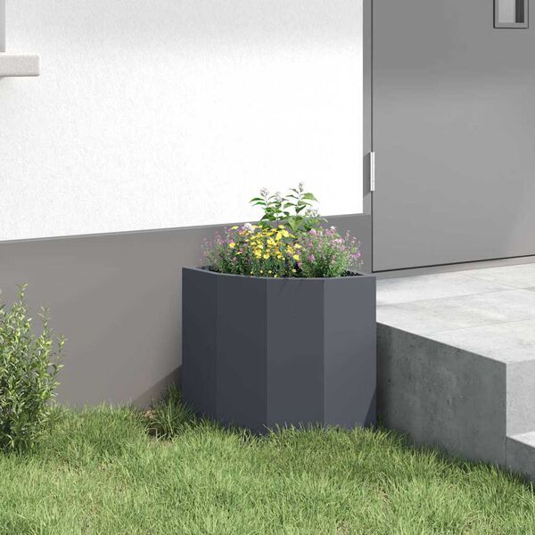 vidaXL Corner Planter Anthracite 30 x 30 x 35 cm Steel