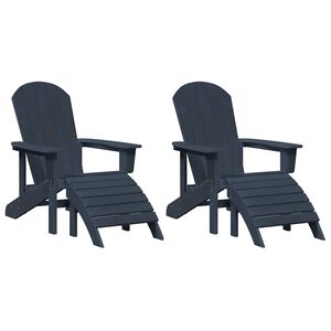 vidaXL Garden Chair 2 pcs Navy Polyethylene